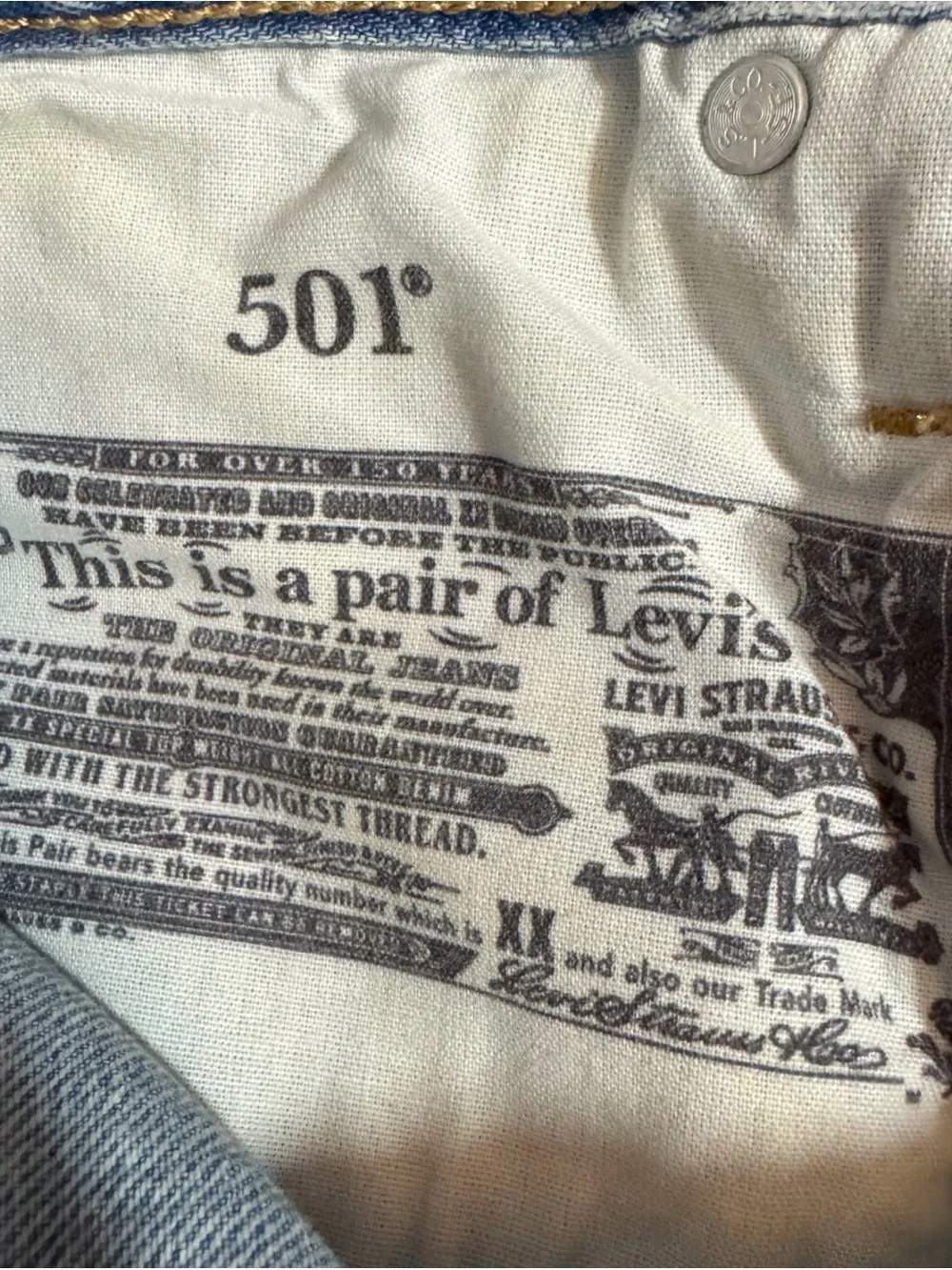 Levis Womens 501 Longline Cutoff Denim Shorts Size 25 Button Fly Jeans Boho